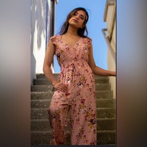 Xhilaration Floral Blush Jumpsuit